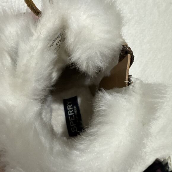 NEW  Sperry Luca Peak Tan brown suede leather fur lined wedge hiking boot Sz 5.5 - Picture 6 of 9